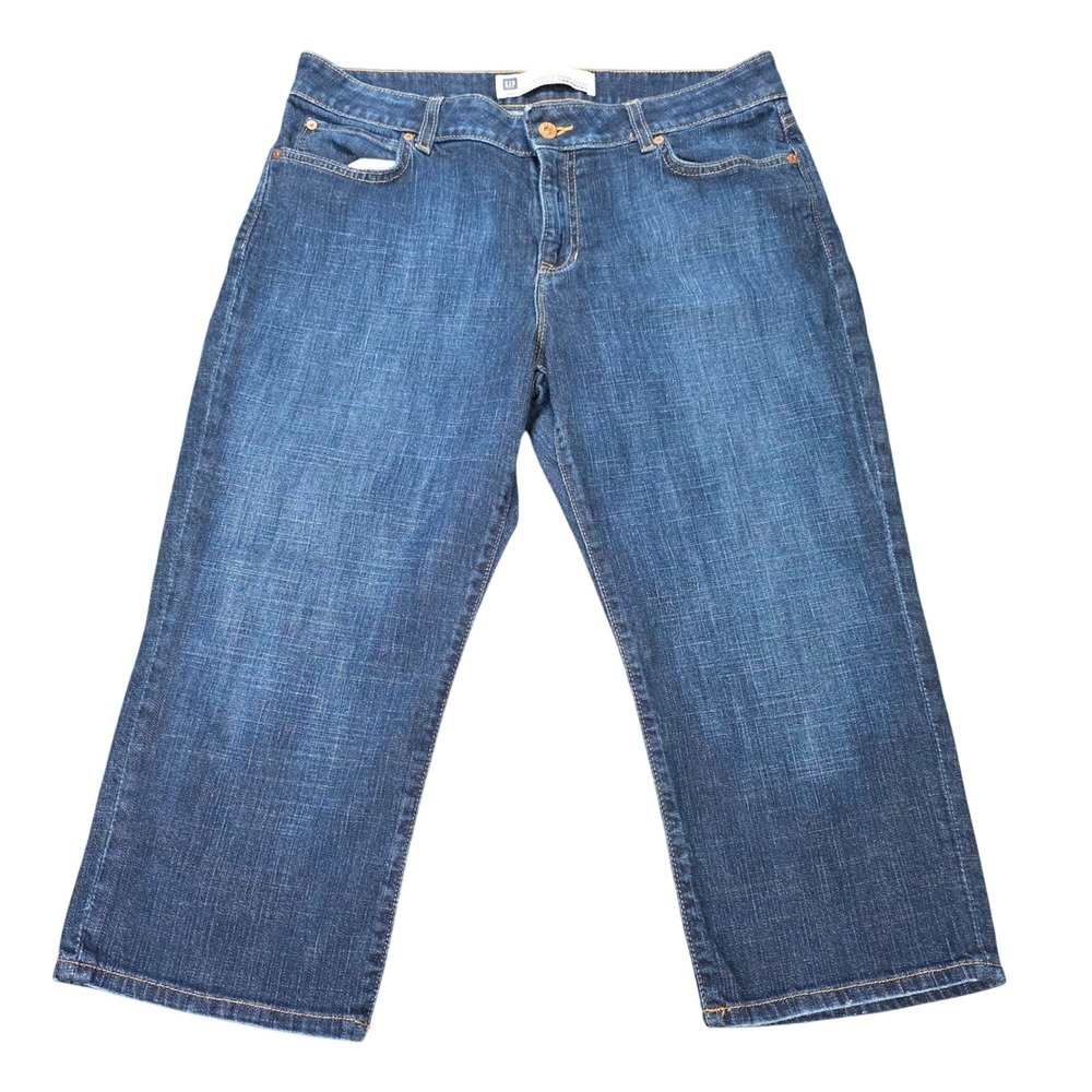 Gap 1969 Curvy Low Rise Stretch Capri Jeans Women's Size 14 Dark Wash Blue